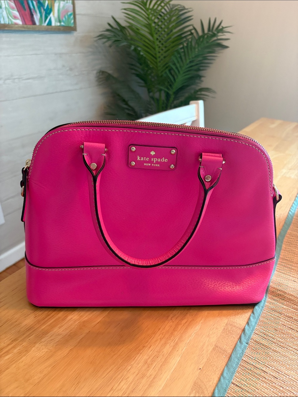 kate spade Hot Pink Leather Dome Satchel